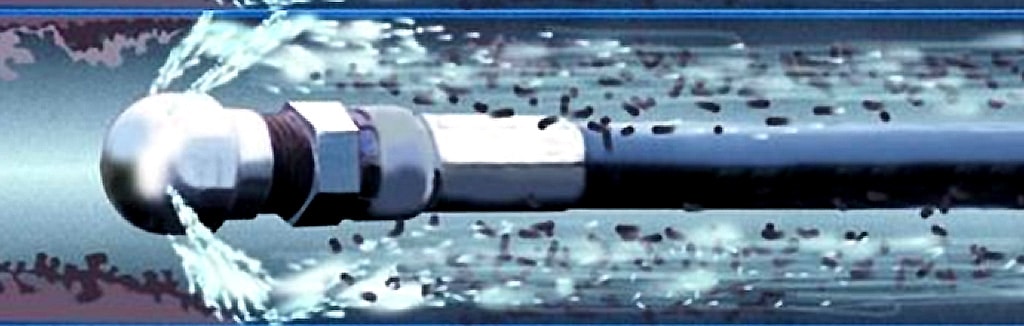 Water jet pipe shop cleaning