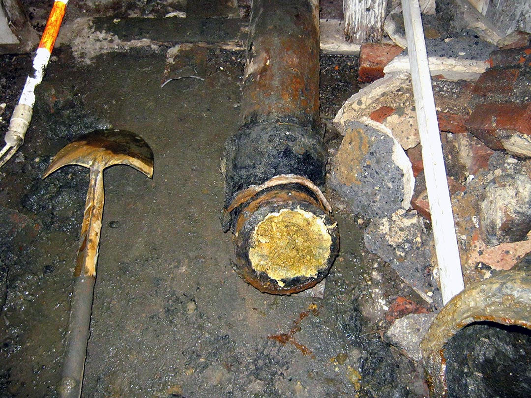 Sewer Pipe Blocked by Grease Clog